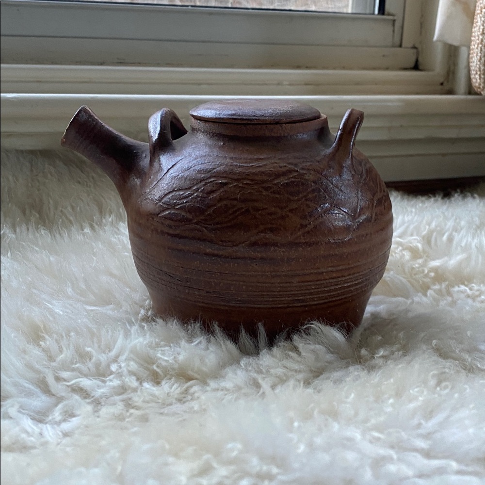 Handmade Brown Ceramic Teapot
